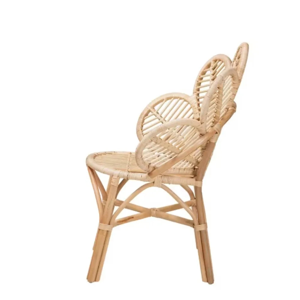 Natural Brown Rattan Accent Side Chair for Patio, Backyard,Pool, Indoor Companion