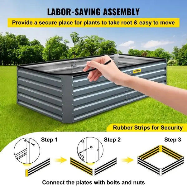 80' x 40' x 19' Gray Galvanized Metal Raised Steel Garden Bed