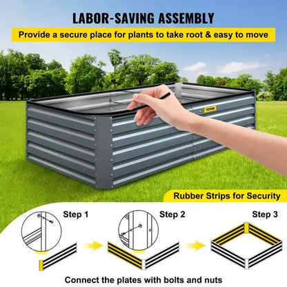 80' x 40' x 19' Gray Galvanized Metal Raised Steel Garden Bed