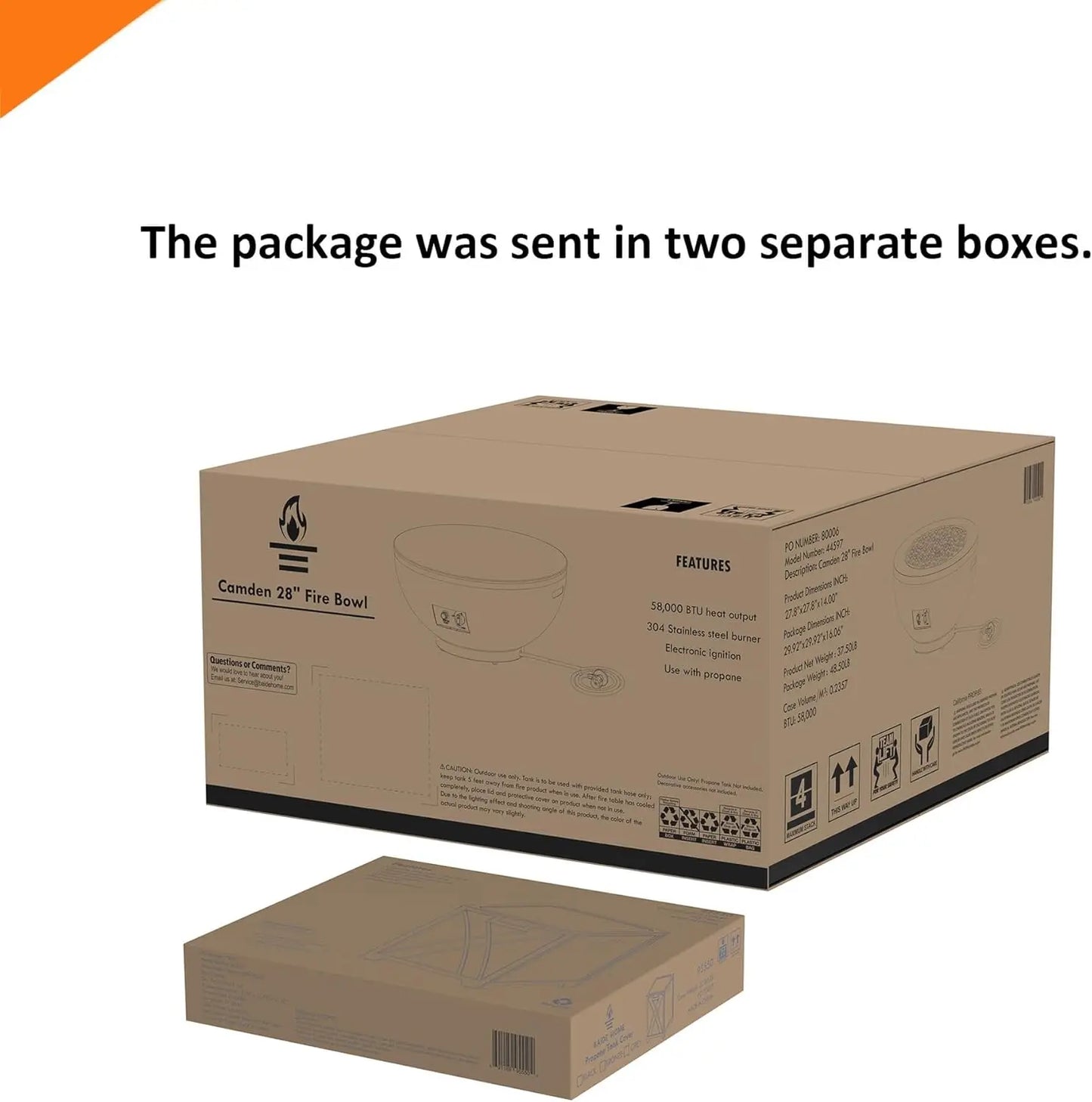 28-Inch Gas Fire Pit with Propane Tank Cover, 50,000 BTU Round Table, Pre-Attached 10FT Propane Hose, Gray