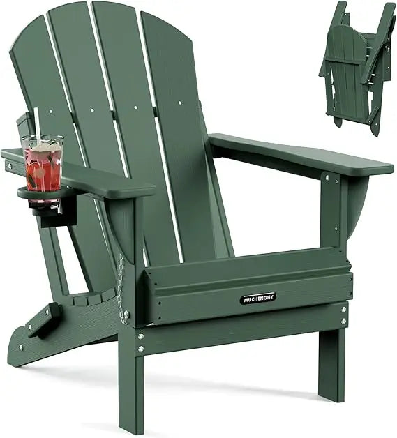 Folding Adirondack Outdoor Patio Weather Resistant Chair for Patio, Outside, Deck, Backyard