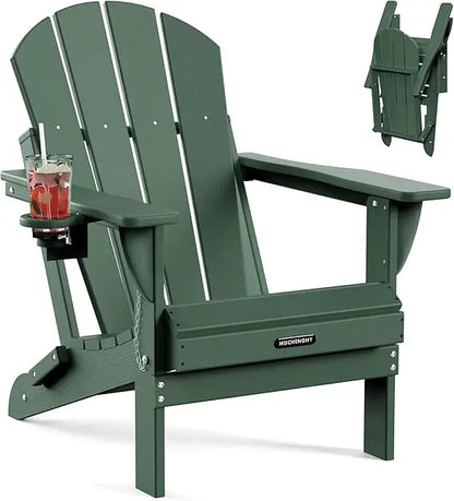 Folding Adirondack Outdoor Patio Weather Resistant Chair for Patio, Outside, Deck, Backyard