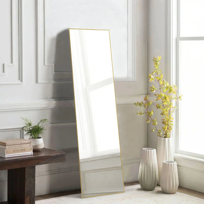 59"x16" Full Length Arched Right Angle Sturdy Aluminum Alloy Frame Mirror with Stand for Living Room or Bedroom