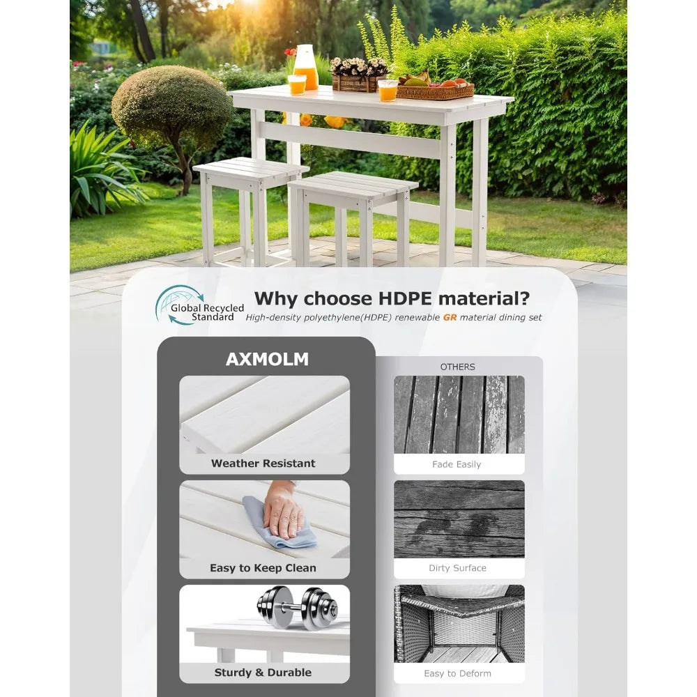 3 Piece Outdoor Bar Height Table and Chairs Set of 2 Which Includes High Top Patio Table and Chairs, Outside Patio Bar Set
