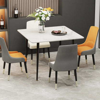Marble Square Dining Table and Chairs for 4 Restaurant, Kitchen, Cafe Shop or use as a Desk.