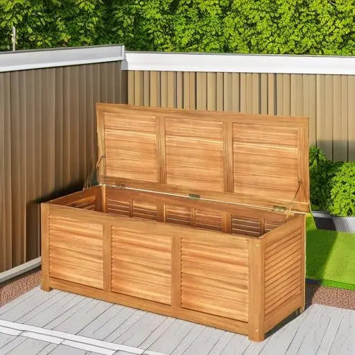46 Gallon Acacia Wood Backyard Garden Deck Box for Patio Furniture Cushions
