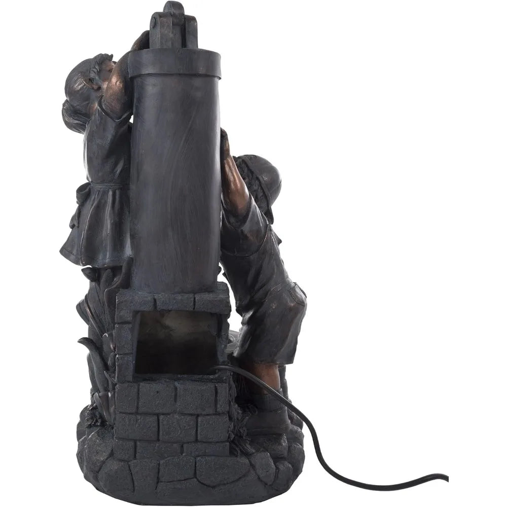 Go Yard Boy and Girl Resin Faucet Water Fountain