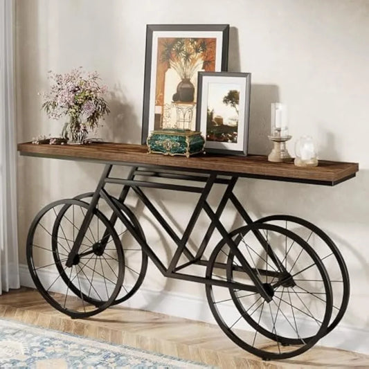 70.9-Inch Extra Long Modern Industrial Entryway Console for Living Room, Hallway, Rustic Brown