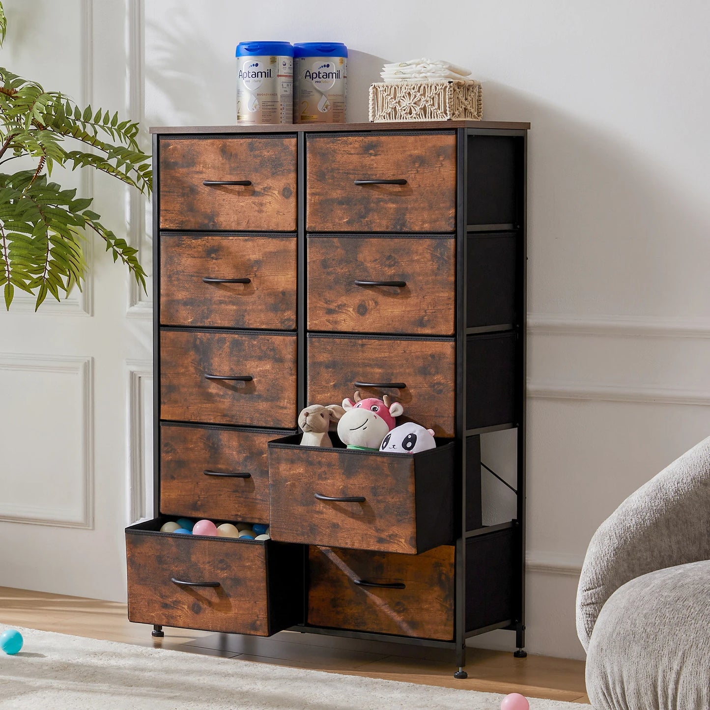 10 Drawers Wardrobe Steel Frame Closet