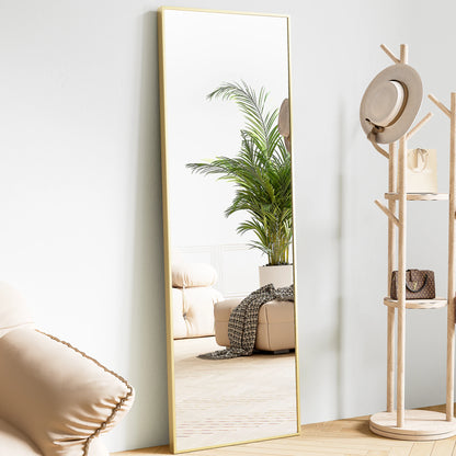 64"x 21" Full Body Mirror Standing ,Hanging ,Leaning, or Wall-Mounted with Stand Aluminum ,Alloy Frame Living Room