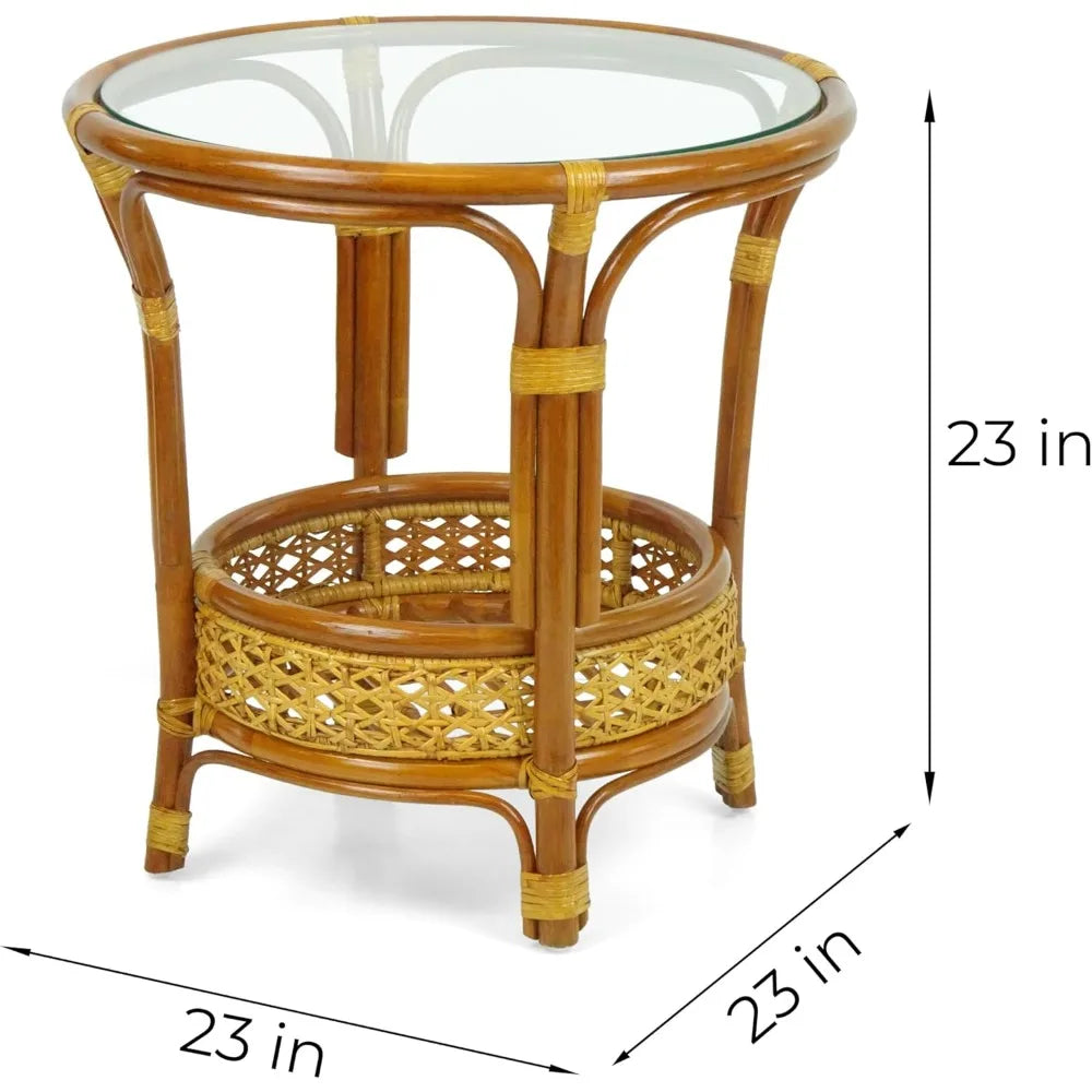 Set of 2Natural Rattan Wicker Handmade Bali Lounge Swivel Rocking Chairs with Cream Cushion and Pelangi Round Coffee Table