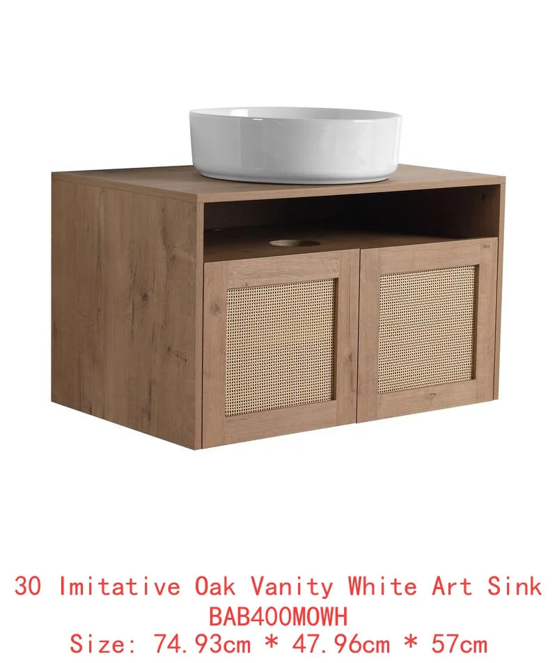 48" Bathroom Vanity with Black Ceramic Sink, 4 Soft Close Doors, Floating Design, Plywood Construction, Easy Assembly