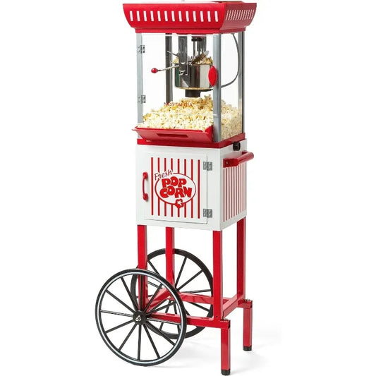 Vintage Nostalgia Popcorn Machine Maker Machine - Professional Cart With 2.5 Oz Kettle Makes Up to 10 Cups