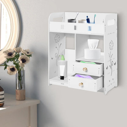 38x18x43cm Wall-Mounted Bathroom 2 drawer Storage, Organizer Cabinet for Bathroom, Bedroom