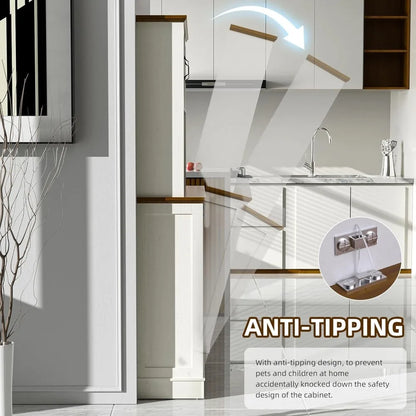 Freestanding  Wooden Tilt Out 13 Gallon Trash Can with Adjustable Shelves and 2 Hideaway Drawers