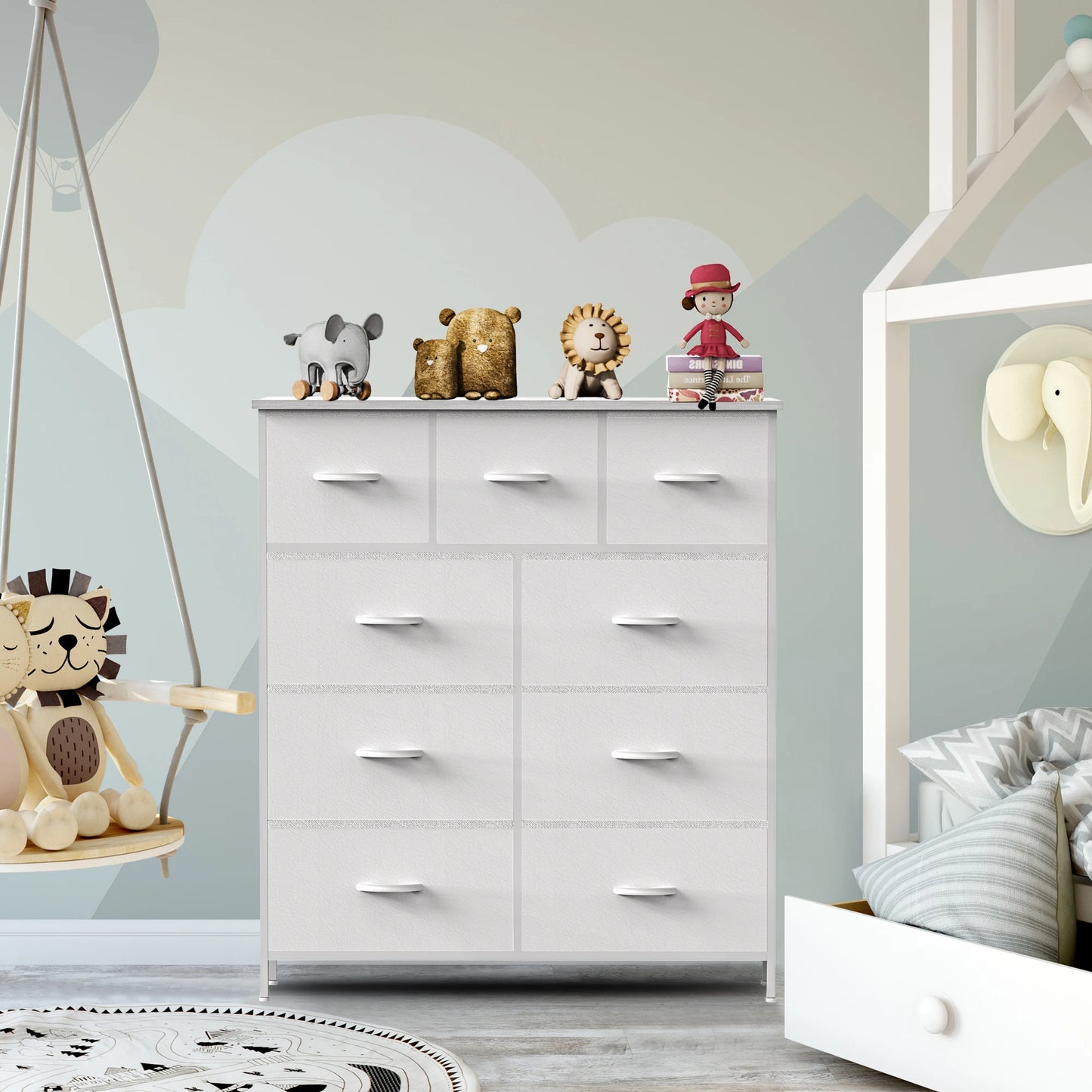 Fabric Wardrobe Storage Organizer Dresser For Bedroom With 9 Drawer