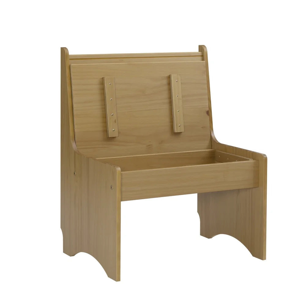 Rustic Style Pine Compact Dining Bench with Hidden Storage and Backrest  for Indoor Small Spaces