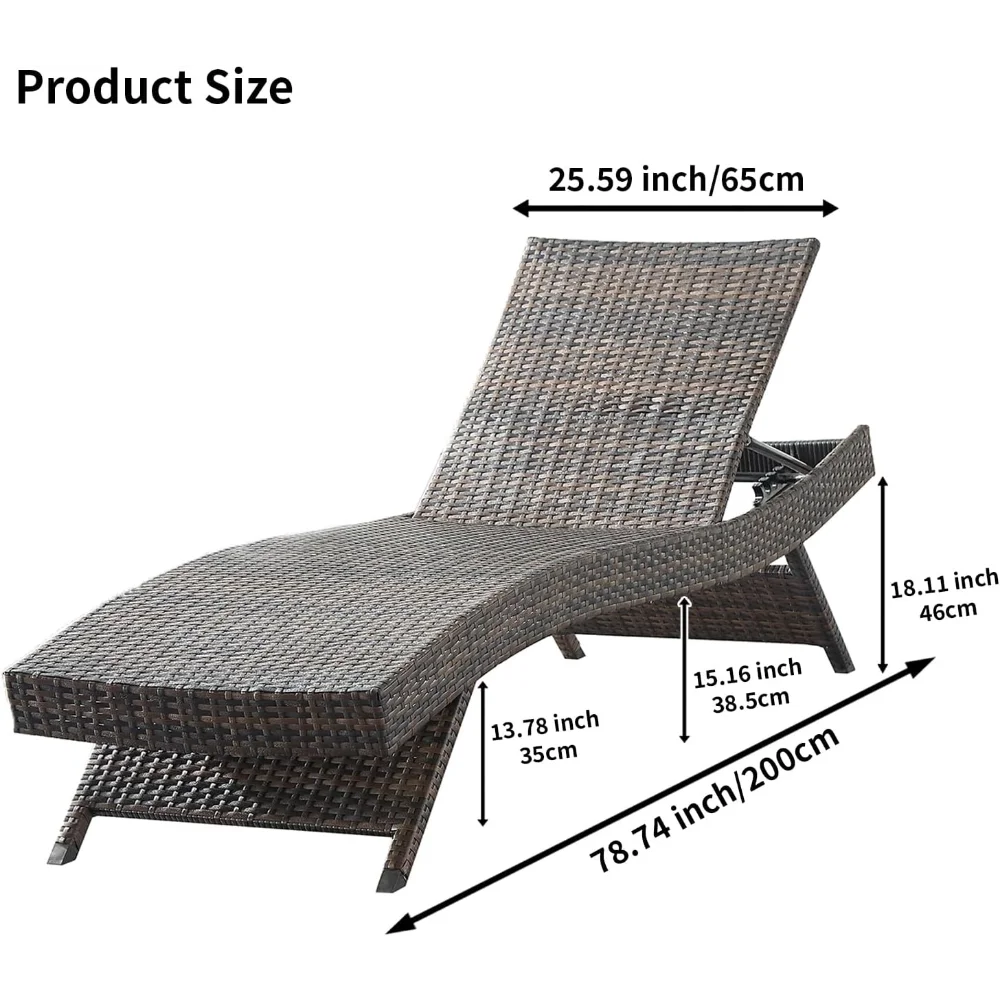 79'' Long Reclining Wicker/Rattan Chaise Lounge Set (Set of 2) for the Patio