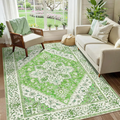 4'x6' Washable Vintage Distressed Turmeric Area Rug for Living Room or Bedroom