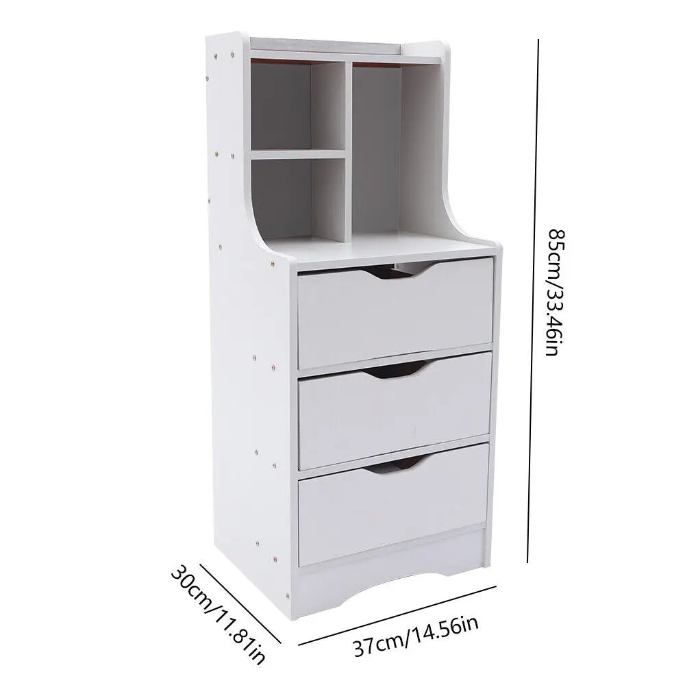 Elegant White Modern Style Nightstand for Bedside Table With 3 Drawers
