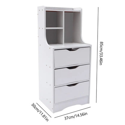 Elegant White Modern Style Nightstand for Bedside Table With 3 Drawers