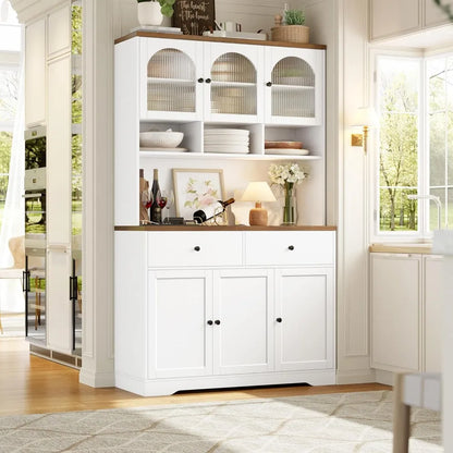 71" Pantry Cabinet, Tall Kitchen Pantry Storage Cabinet with Microwave Stand, Modern Kitchen Hutch Food Pantry