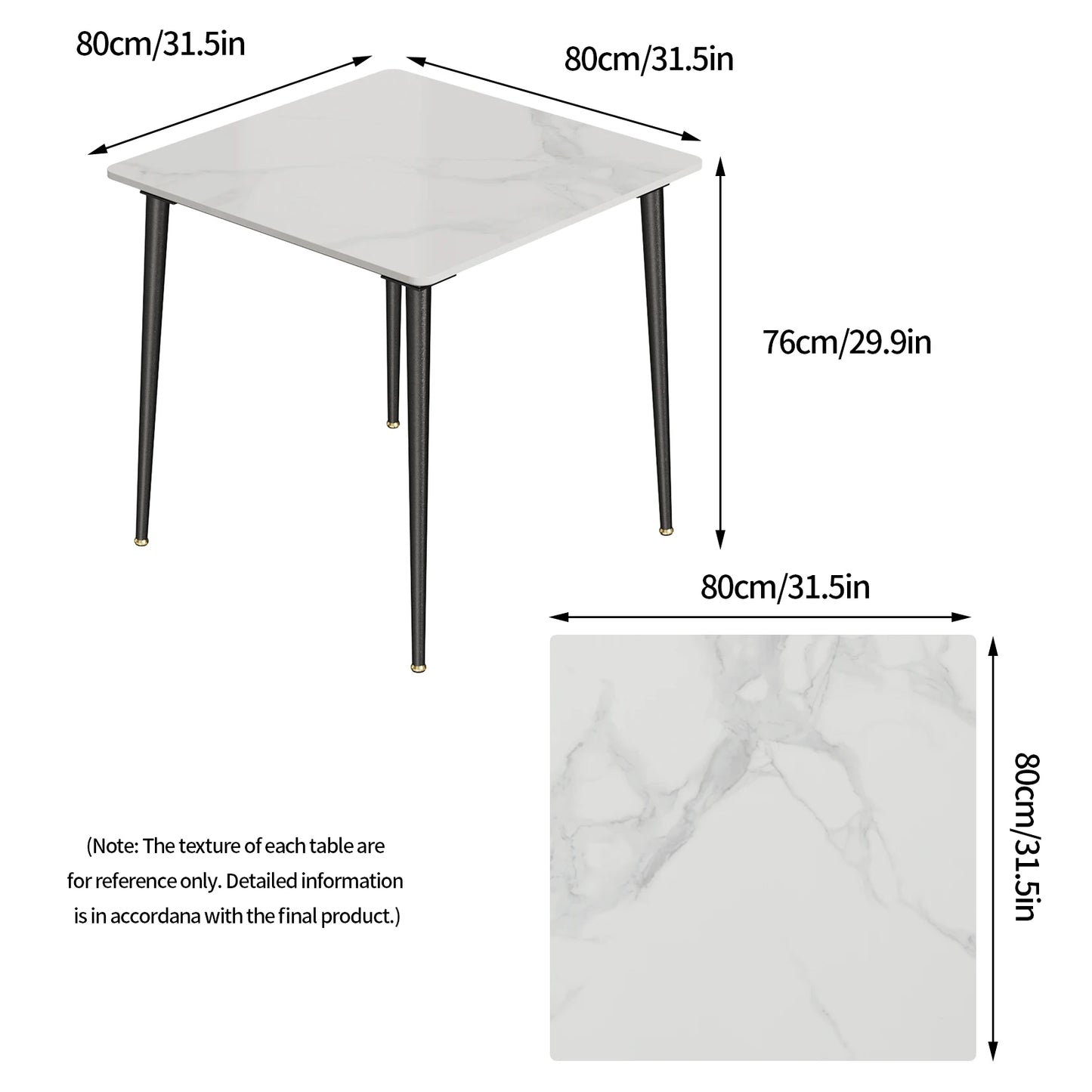 Marble Square Dining Table and Chairs for 4 Restaurant, Kitchen, Cafe Shop or use as a Desk.