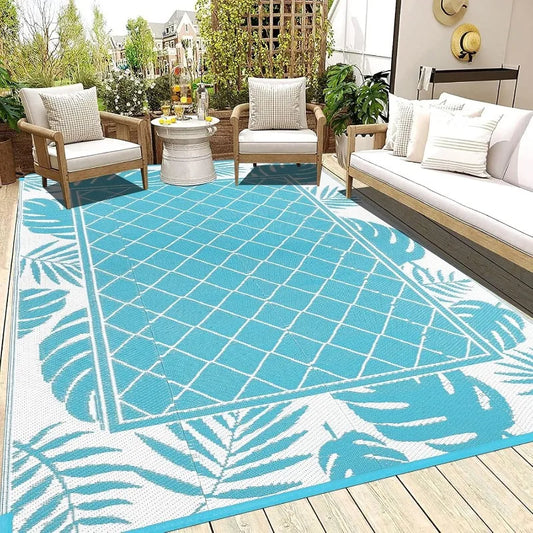 6'x9' Waterproof Reversible Plastic Straw Portable Outdoor Rug for Patio , Area Rug, or Camping