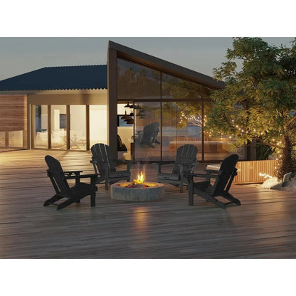 Folding Adirondack Outdoor Patio Weather Resistant Chair for Patio, Outside, Deck, Backyard