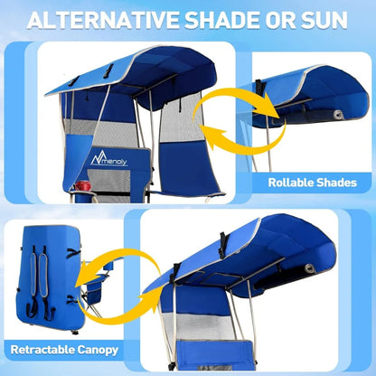 Folding Camping Chair with Shade Canopy with  Cooler Bag for Outdoor Sports, Lawn Chairs