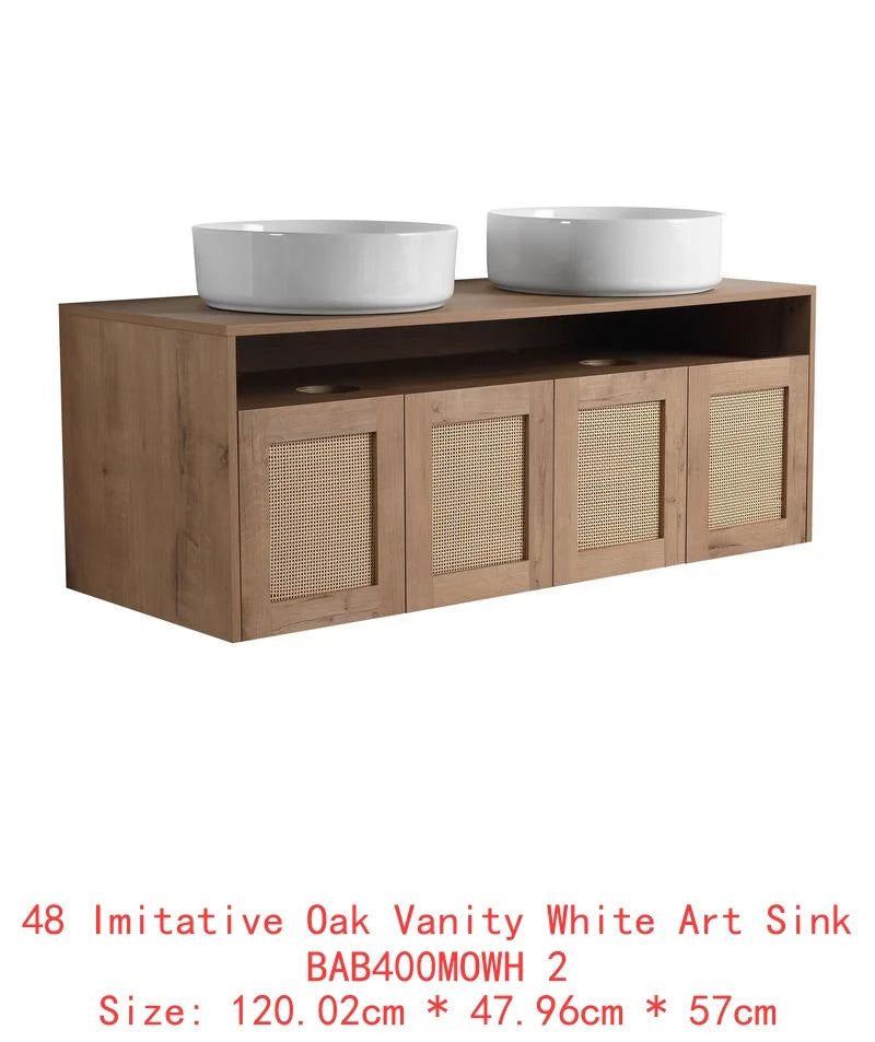 48" Bathroom Vanity with Black Ceramic Sink, 4 Soft Close Doors, Floating Design, Plywood Construction, Easy Assembly