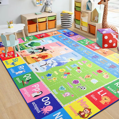 Colorful Educational & Fun Gaming Area Rugs for Kids Room, Bedroom, Playroom