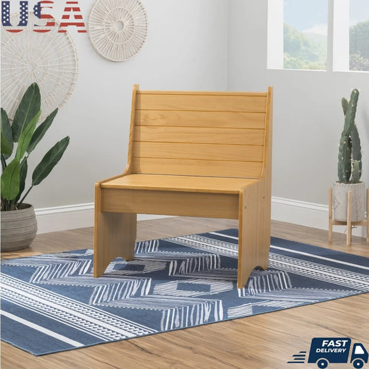 Rustic Style Pine Compact Dining Bench with Hidden Storage and Backrest  for Indoor Small Spaces