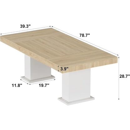 Large Modern 78.7" Rectangular Dining Table for 4-8 People