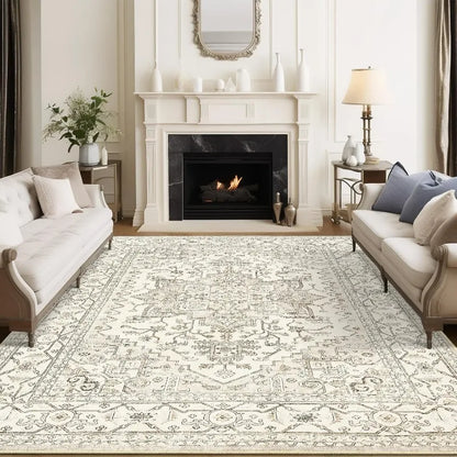 8'x10' Vintage Area Neutral Non-Slip Stain Resistant Washable Rug for Living Room and Dining Room