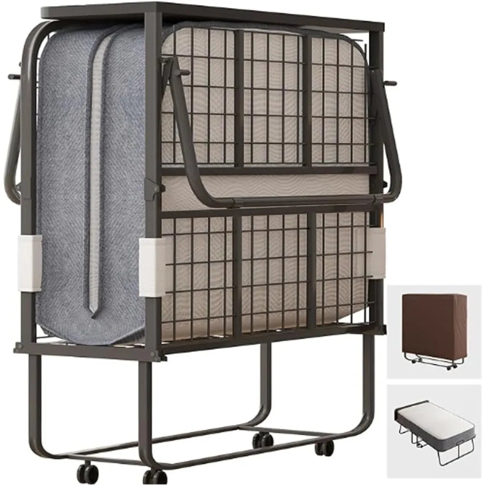 75" x 46" Folding Rollaway for Adults, 5 inch Thick Memory Foam Mattress, Twin Size Portable