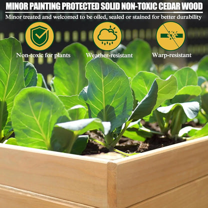 6 x 3 x 2FT, Raised Wood Garden Beds Outdoor with 6 Legs and Detachable Liner for Backyard, Patio