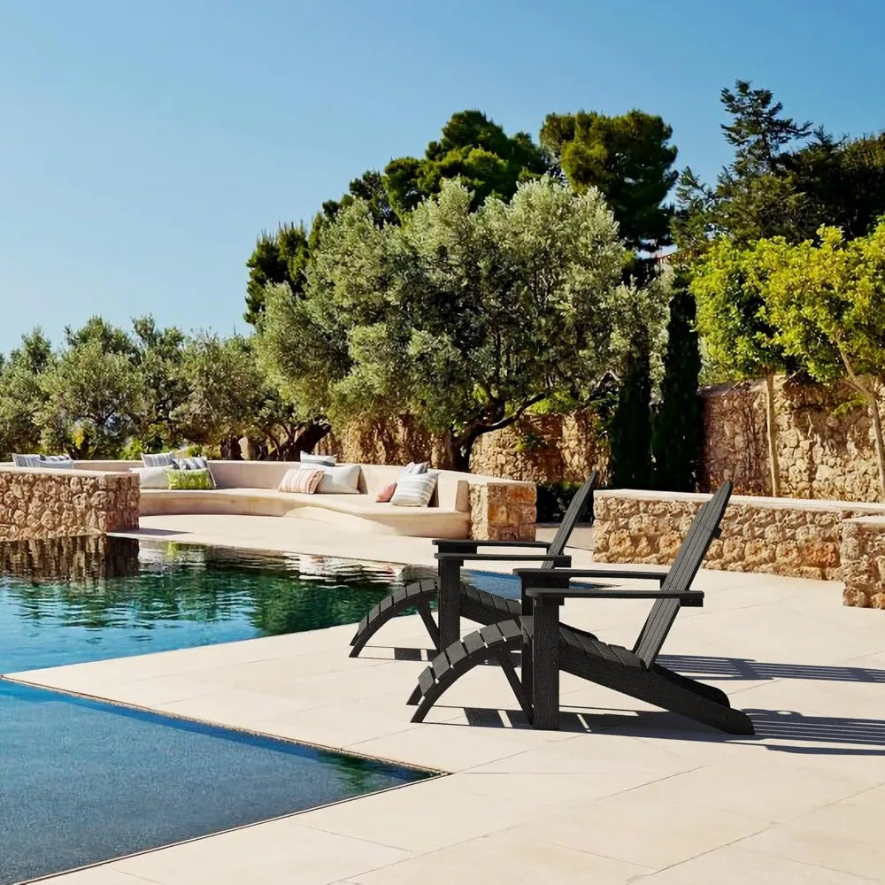 Modern Outdoors HDPS Adirondack Plastic Chairs with Cup Holders Set of 4 and Fire Pit Weather Resistant for Patio.