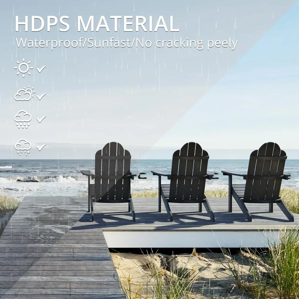 Modern Outdoors HDPS Adirondack Plastic Chairs with Cup Holders Set of 4 and Fire Pit Weather Resistant for Patio.