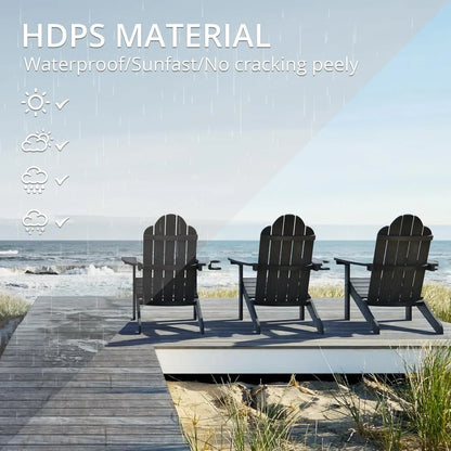 Modern Outdoors HDPS Adirondack Plastic Chairs with Cup Holders Set of 4 and Fire Pit Weather Resistant for Patio.