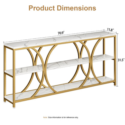 70.8 inch Modern Console Extra Long Entryway Table with 3 Tier Storage Shelves for Living Room, Hallway, Entrance, Sofa