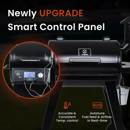 8 in 1 450 Sq. Ft. Cooking Area Wood Pellet Grill & Smoker with  Auto Temperature Control.