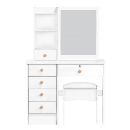 6 Drawers Makeup Vanity Desk with Sliding Mirror for Bedroom